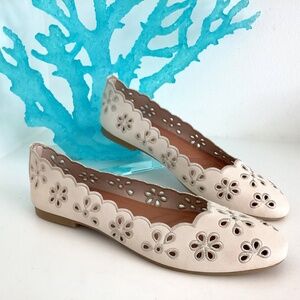 Unbranded Womens ballerina Flats Laser Cut Cream eyelet Shoes Size 8 / 39 NEW